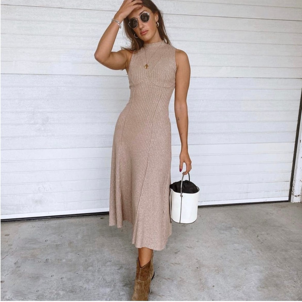 Zara Tan Midi Dress